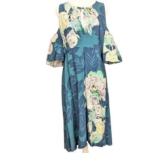 Maeve Anthropologie Elia‎ Open-Shoulder Dress Size 10 Floral Keyhole Flowy